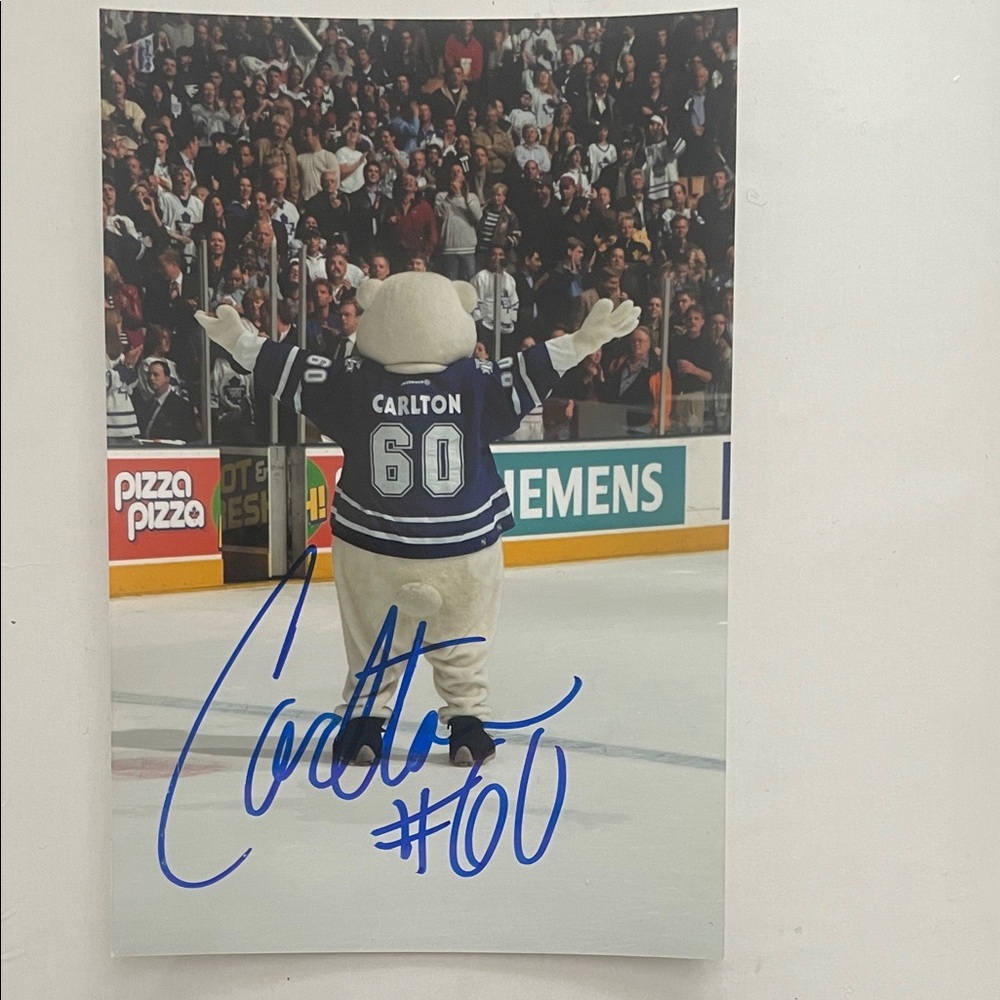 Authentic original photo of Carlton #60, the Toronto Maple Leafs bear mascot.